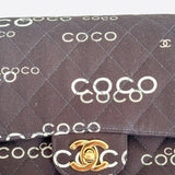 Chanel Black & White Coco Logo Double Flap Bag