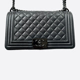 Chanel So Black Calfskin Quilted Medium Boy Bag