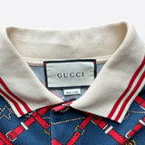 Gucci Navy & Red Belt Print Polo T-Shirt