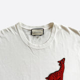 Gucci White Deer Embroidered T-Shirt