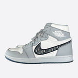 Dior Air Jordan Grey & White Oblique High Top Sneakers