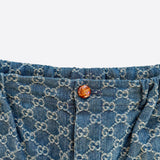 Gucci Blue & White GG Monogram Denim Shorts