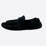 Louis Vuitton Navy Suede Logo Moccasins