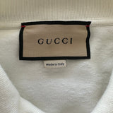 Gucci White GG Monogram Striped Terry Cloth Longsleeve Polo Shirt