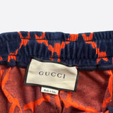 Gucci Navy & Red Chenille GG Monogram Jacquard Track Pants