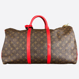 Louis Vuitton Brown & Red Monogram Keepall 50