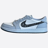 Dior Air Jordan Grey & White Oblique Low Top Sneakers