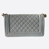 Chanel Quilted Light Grey Caviar Medium Boy Bag