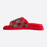 Louis Vuitton Red & White Damier Miami Mule Sandals