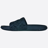 Louis Vuitton Black Embossed Monogram Waterfront Mule Sandals