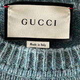 Gucci Blue Distressed G Logo Wool Sweater