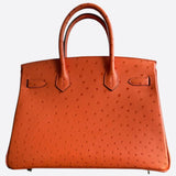 Hermes Orange Ostrich Birkin 30