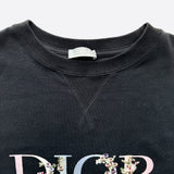 Dior Black Floral Logo Embroidered T-Shirt