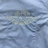 Dior Air Jordan Blue & White Striped Embroidered shirt