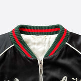 Gucci Black DIY Custom Embroidered Patch Souvenir Bomber Jacket