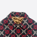 Gucci Black & Red GG Monogram Marco Wool Jacket