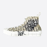 Dior Stussy White & Black Bee Oblique B23 Sneakers