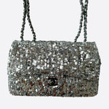 Chanel Silver Sequin Medium Flap Bag