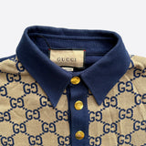 Gucci Navy & Tan GG Monogram Polo Shirt