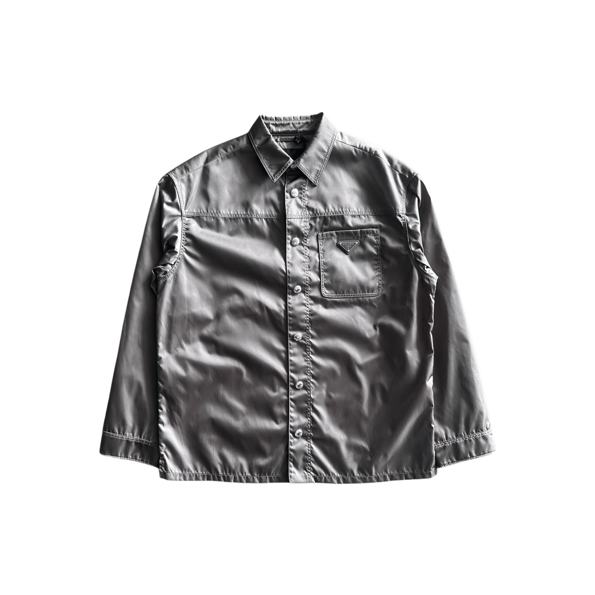 Prada Brown Re - Nylon Button Up Overshirt - Morely TrendsPrada Type here:)