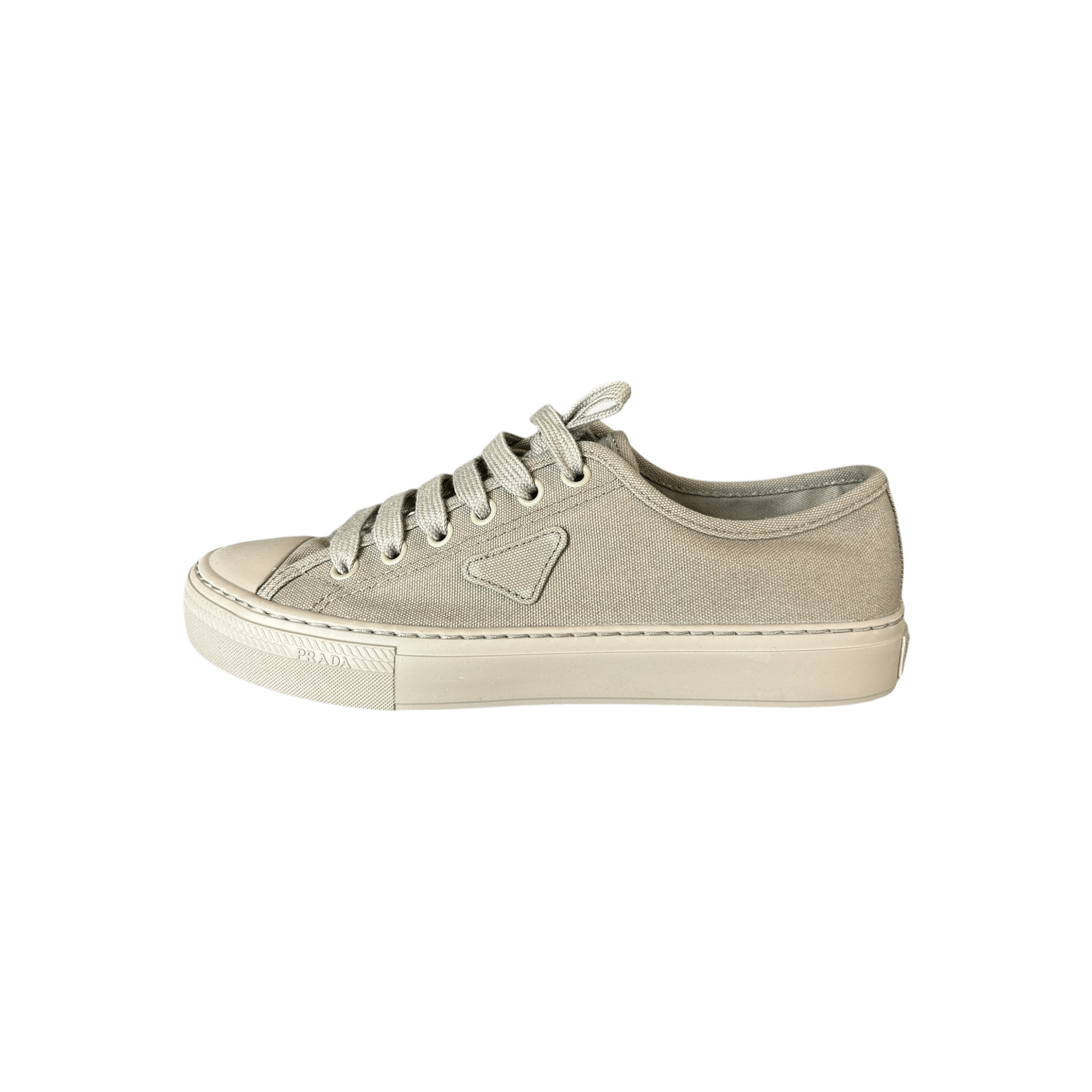 Prada Olive Triangle Logo Canvas Sneakers - Morely TrendsPrada Type here:)