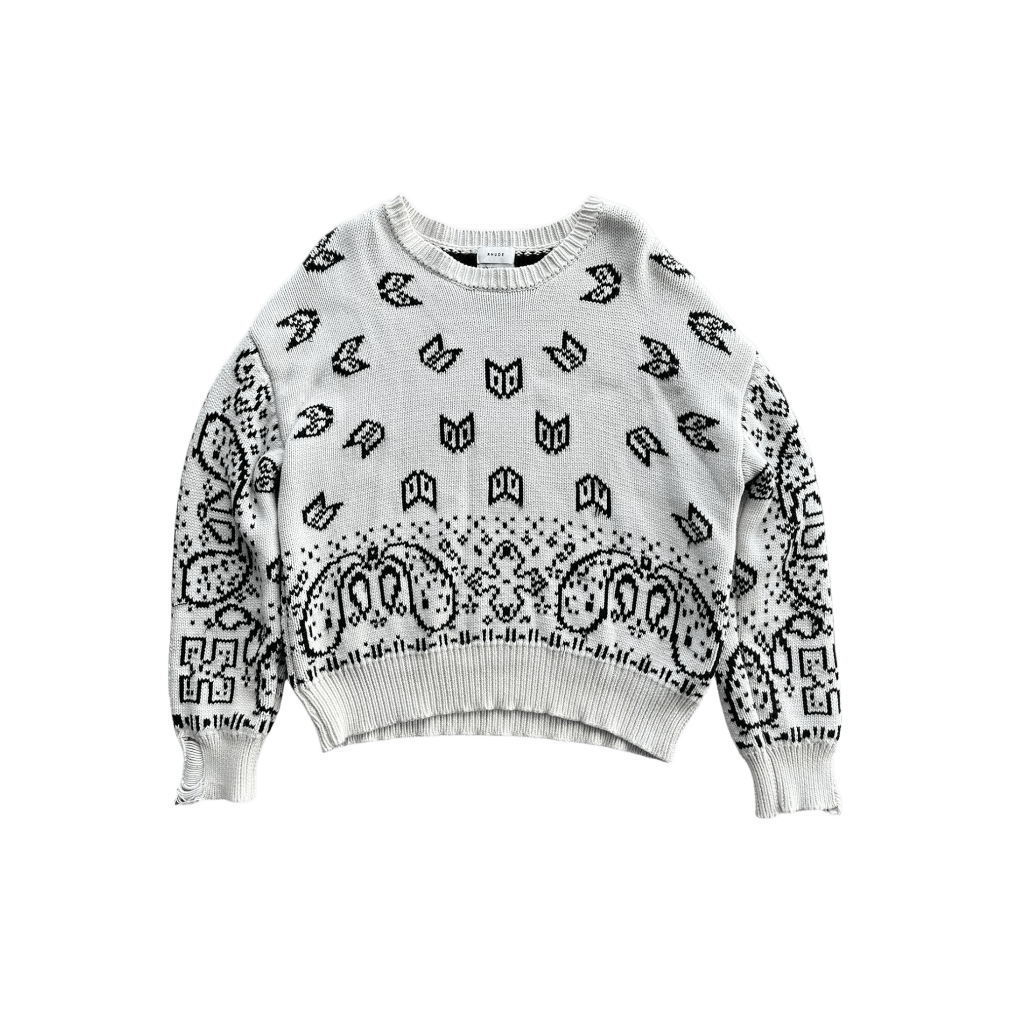 Rhude White & Black Paisley Knitted Sweater - Morely TrendsRhude Type here:)