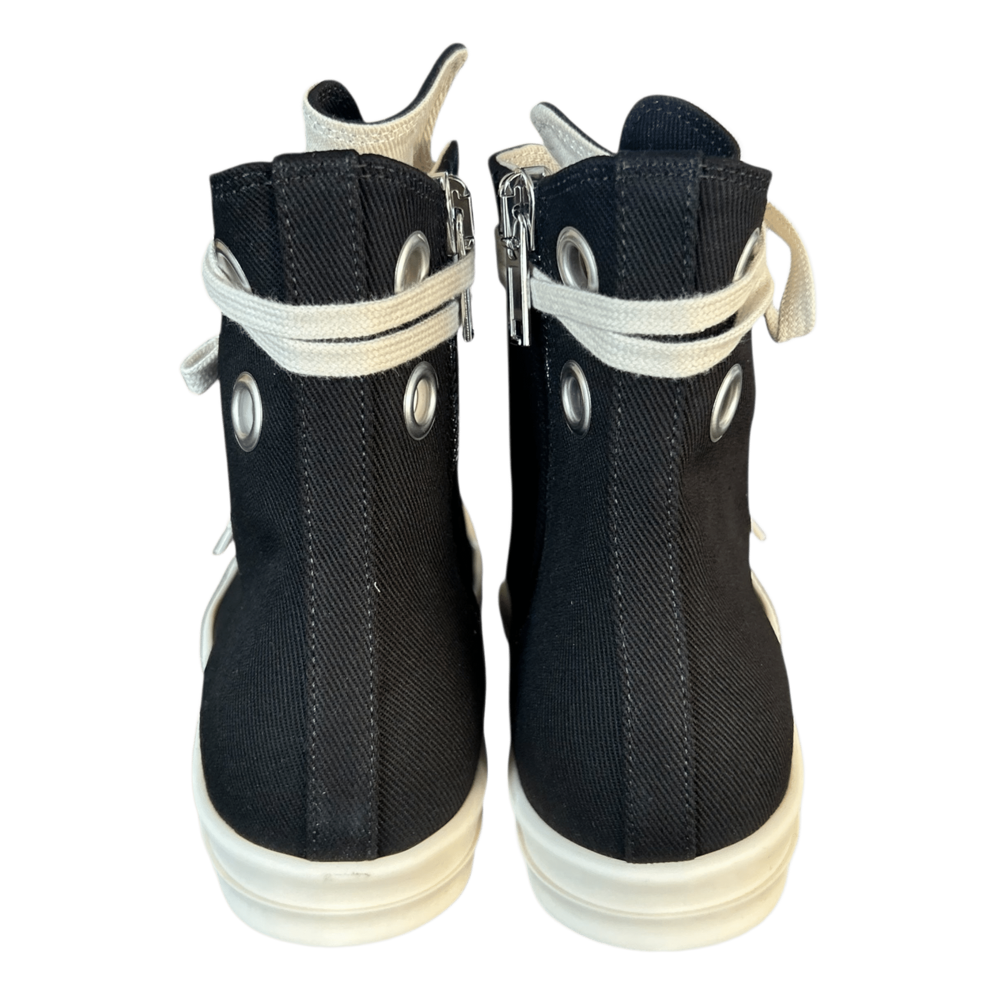 Rick Owens Black & White High Top Sneakers - Morely TrendsRick Owens Type here:)