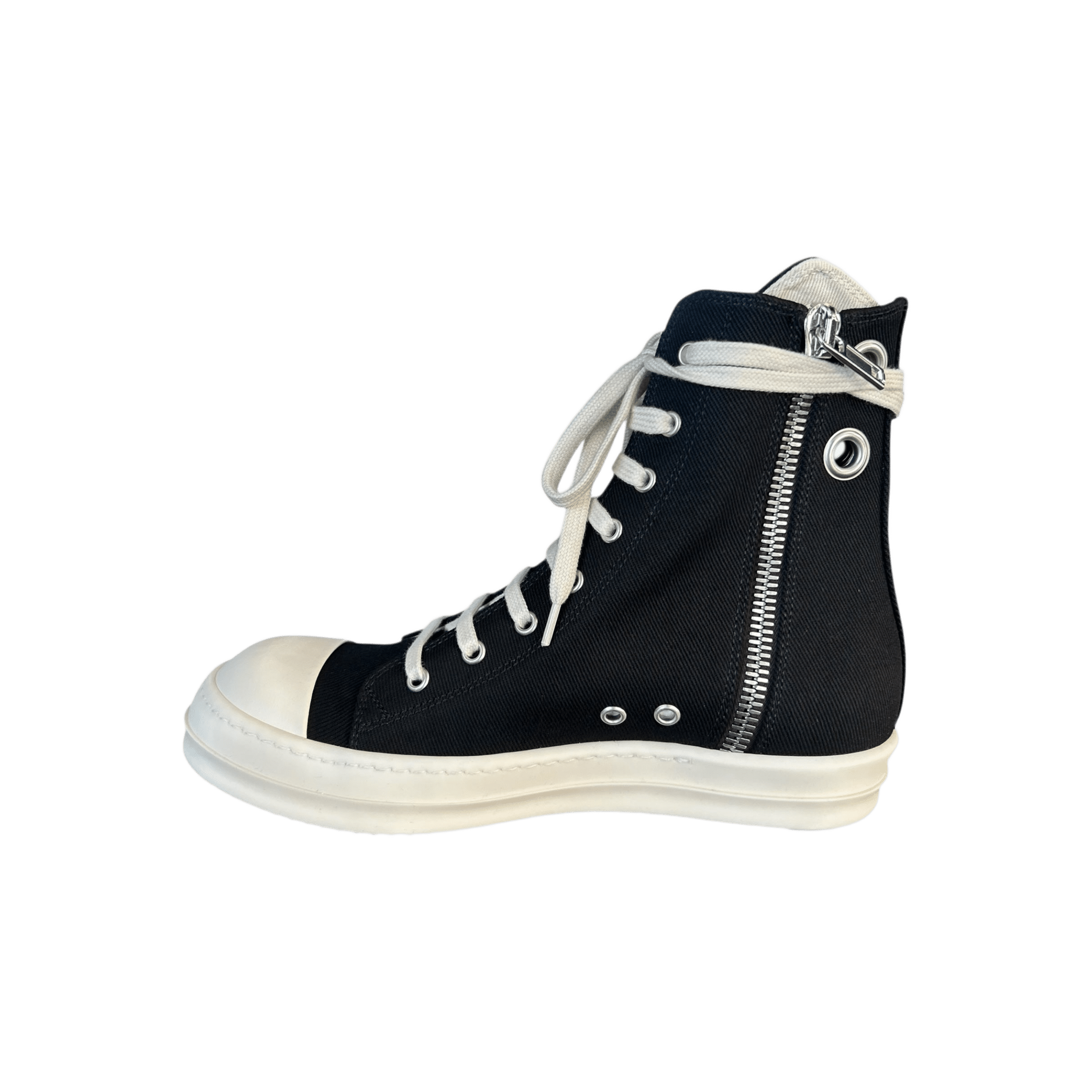 Rick Owens Black & White High Top Sneakers - Morely TrendsRick Owens Type here:)