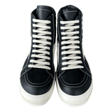 Rick Owens Black & White Leather Vintage High Top Sneakers - Morely TrendsRick Owens Type here:)