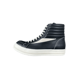 Rick Owens Black & White Leather Vintage High Top Sneakers - Morely TrendsRick Owens Type here:)