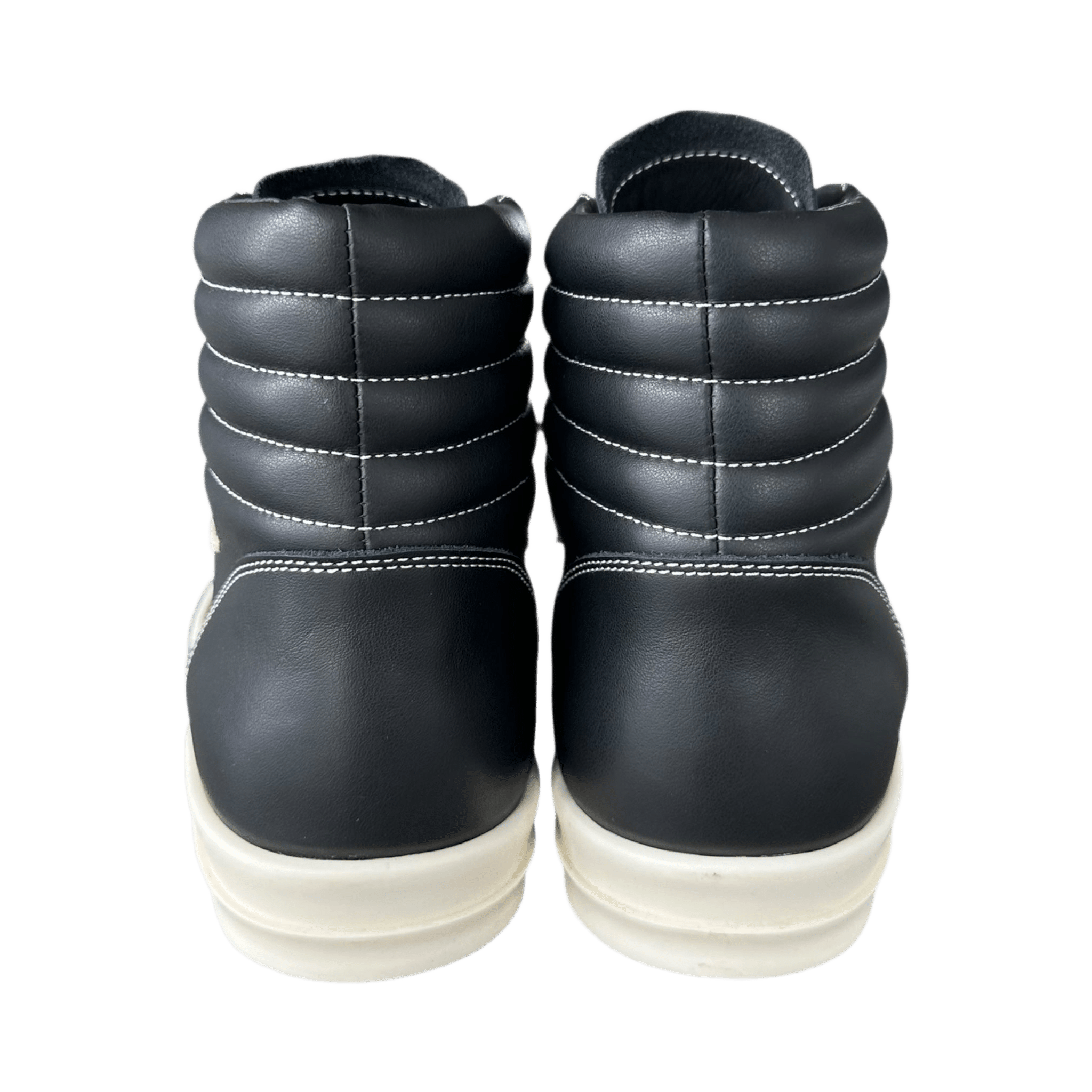 Rick Owens Black & White Leather Vintage High Top Sneakers - Morely TrendsRick Owens Type here:)