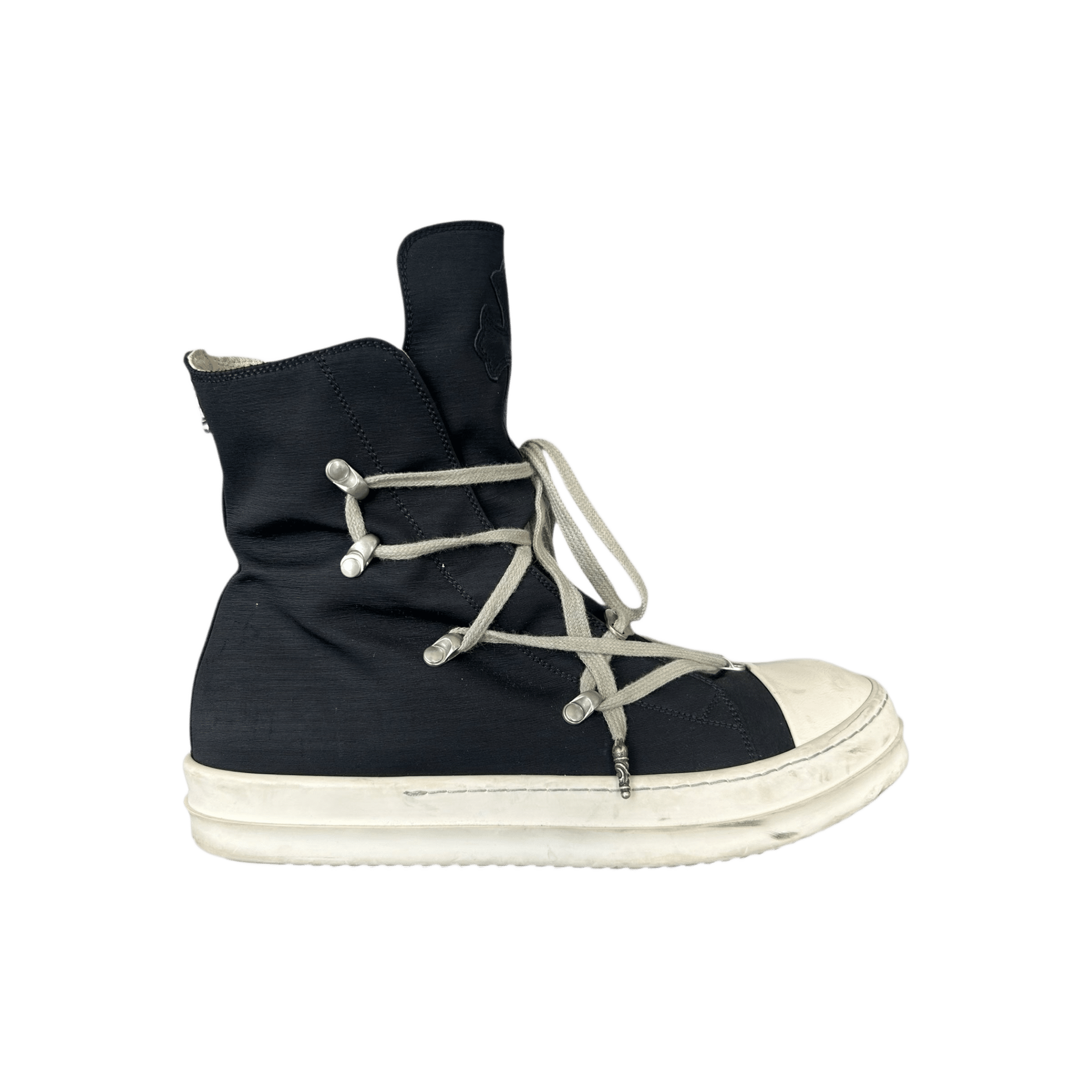 Rick Owens Chrome Hearts Black & White Cross Patch Hexagram Sneakers - Morely TrendsRick Owens Type here:)
