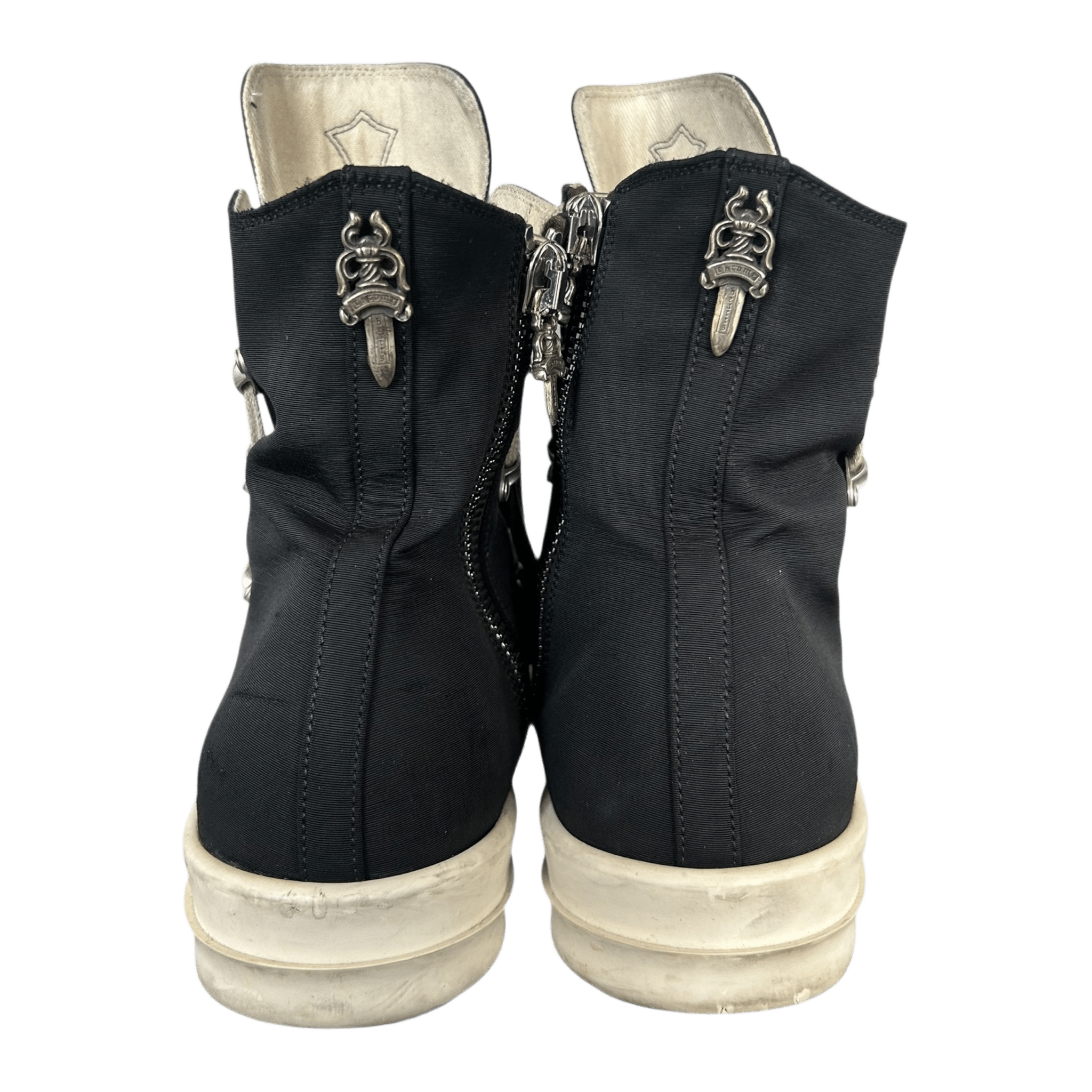 Rick Owens Chrome Hearts Black & White Cross Patch Hexagram Sneakers - Morely TrendsRick Owens Type here:)