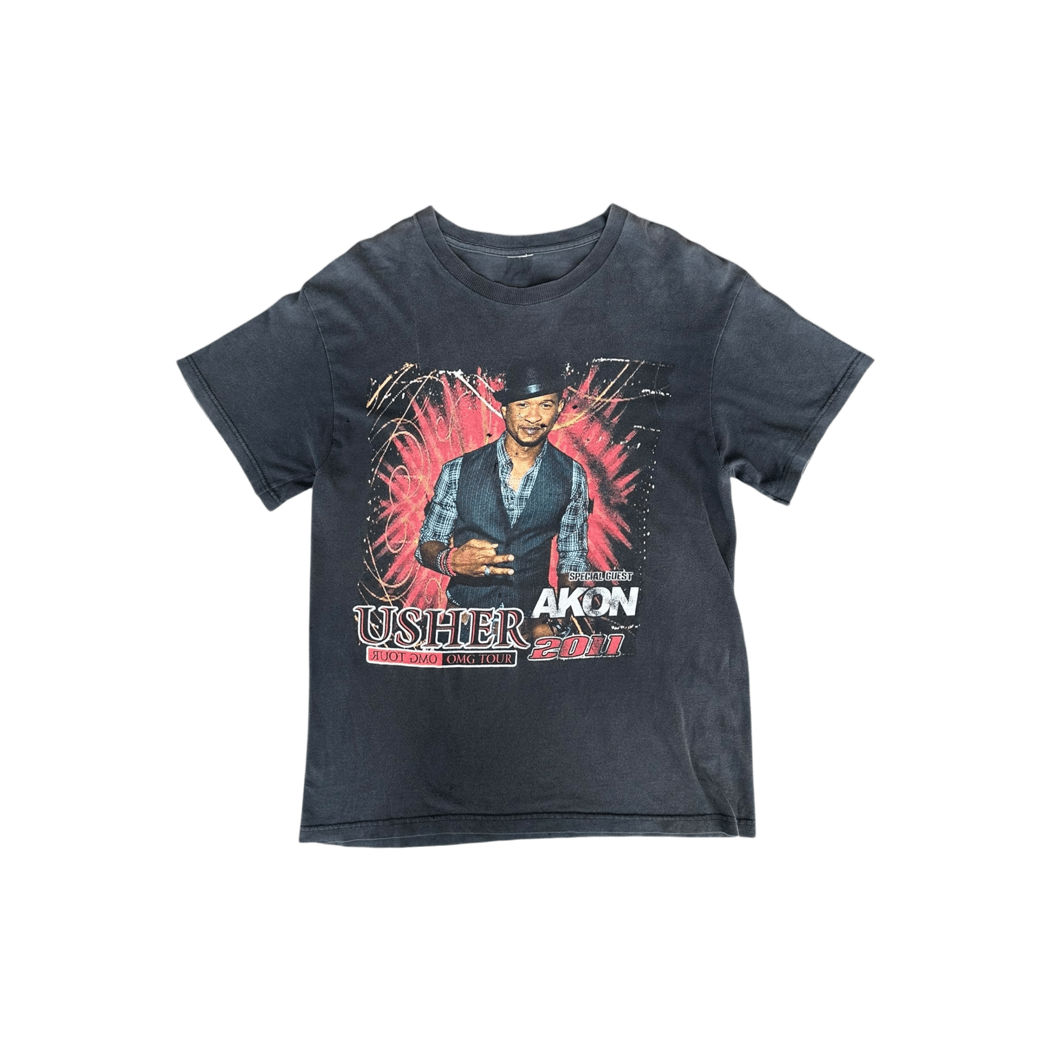 Vintage Black Usher & Akon OMG Tour T-Shirt - Morely TrendsVintage Type here:)