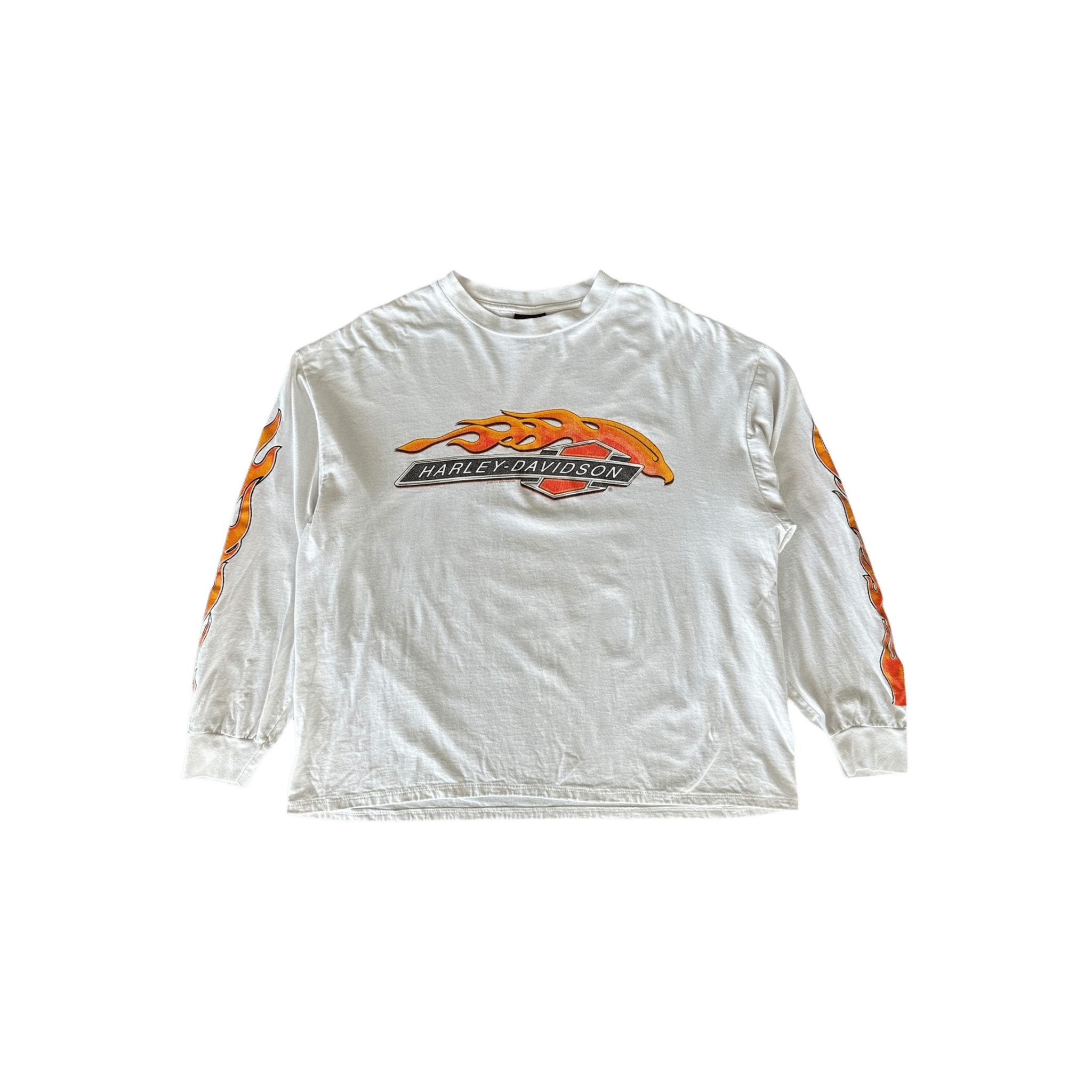 Vintage White Harley - Davidson Low Country Flame Longsleeve T-Shirt - Morely TrendsVintage Type here:)