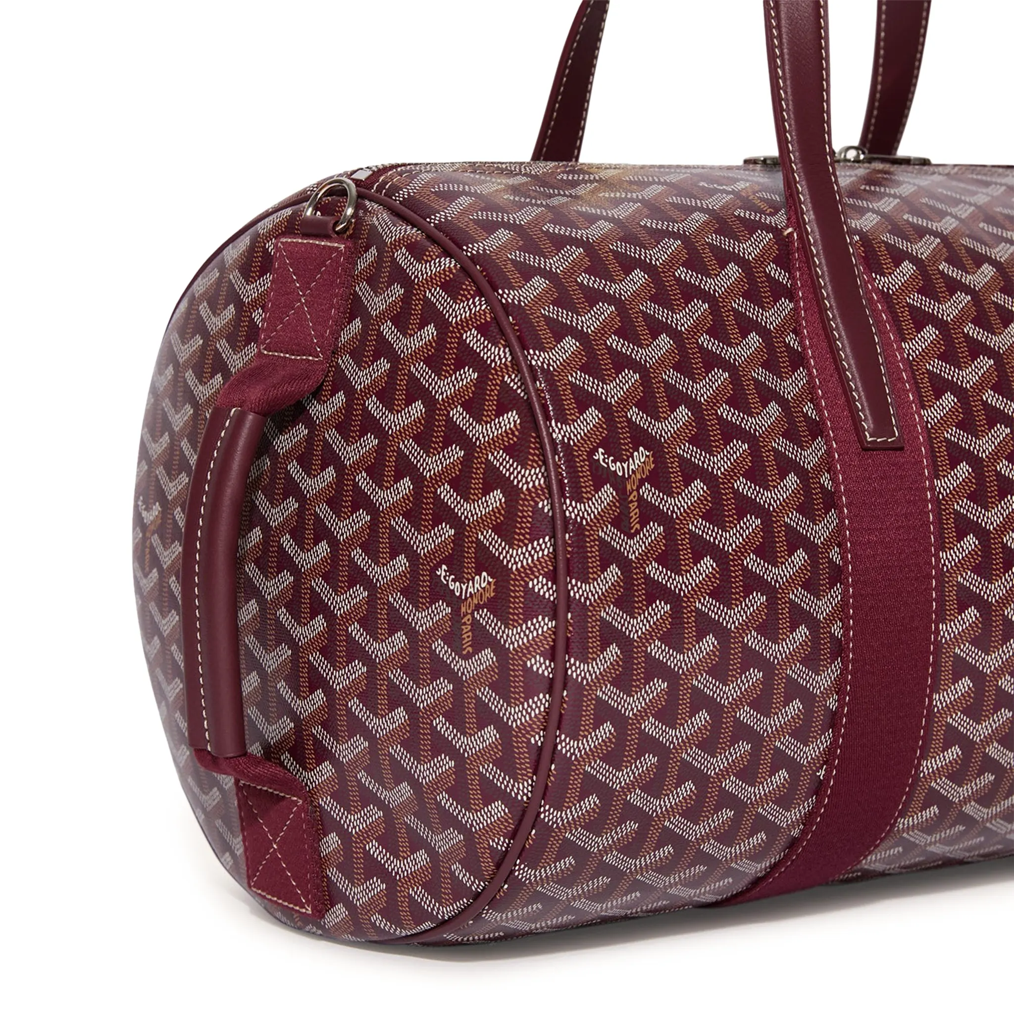 Detail view of Goyard Barrel 40 Sports Bag Burgundy BARREL040TY33CL33P