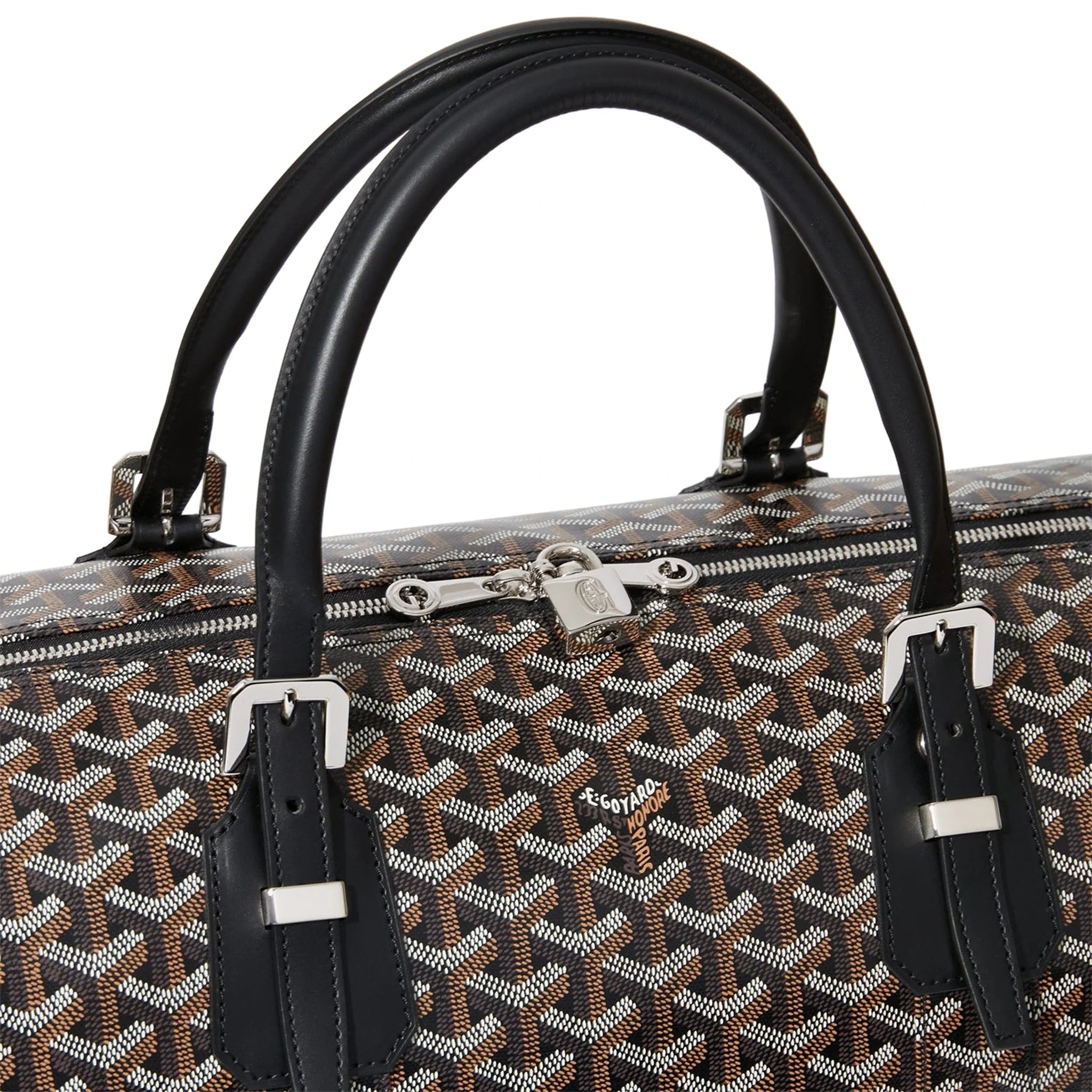 Handle view of Goyard Boston 50 Black Bag