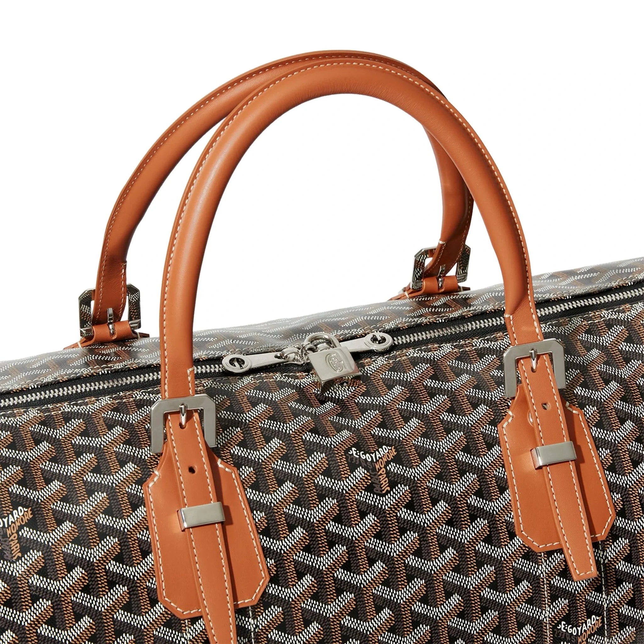 Handle view of Goyard Boston 50 Black Tan Bag