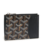 Front view of Goyard Bourbon Zipped Black Card Holder BOURBOPMLTY01CL01P