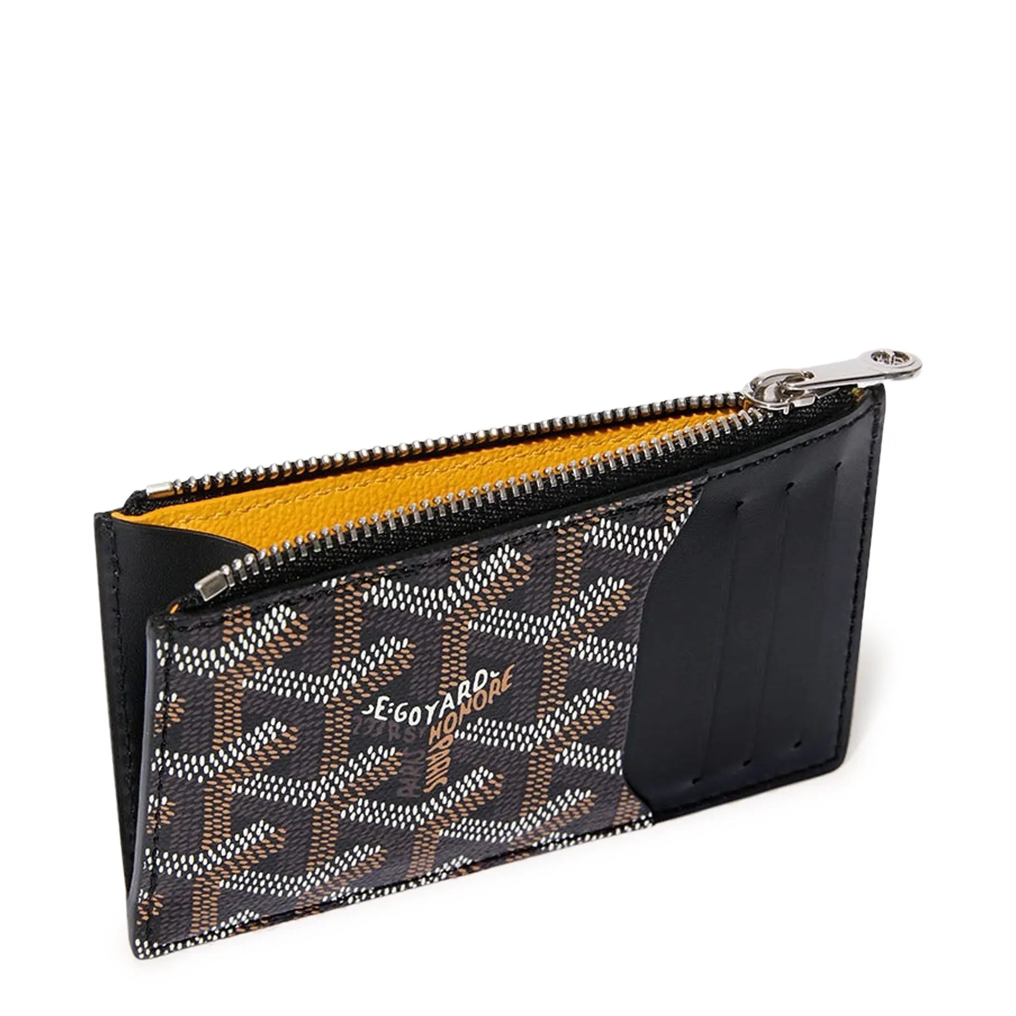 Top view of Goyard Bourbon Zipped Black Card Holder BOURBOPMLTY01CL01P