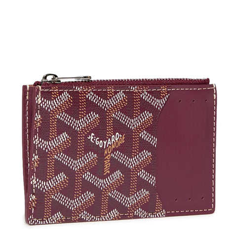 Front view of Goyard Bourbon Zipped Burgundy Card Holder BOURBOPMLTY33CL33P