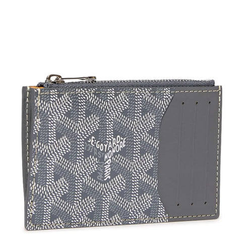 Front view of Goyard Bourbon Zipped Grey Card Holder BOURBOPMLTY51CL51P