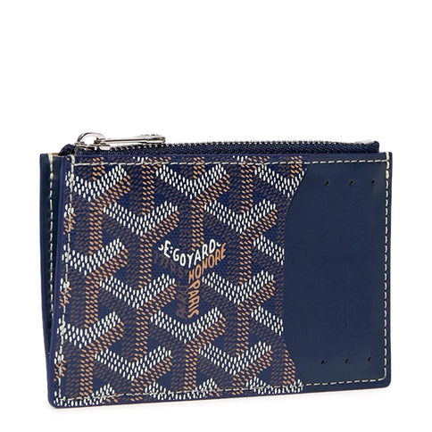 Front view of Goyard Bourbon Zipped Navy Blue Card Holder BOURBOPMLTY12CL12P