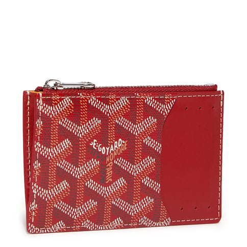 Front view of Goyard Bourbon Zipped Red Card Holder BOURBOPMLTY01CL03P