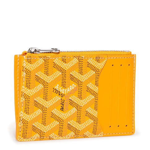 Front side view of Goyard Bourbon Zipped Yellow Card Holder BOURBOPMLTY01CL03P