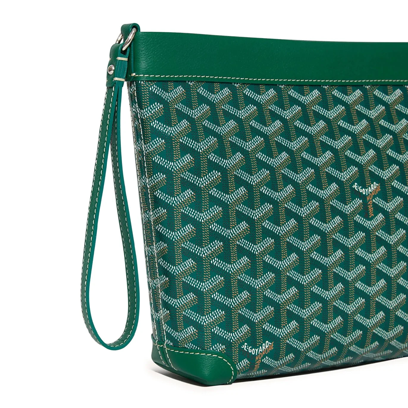 Detail view of Goyard Conti Green Pouch