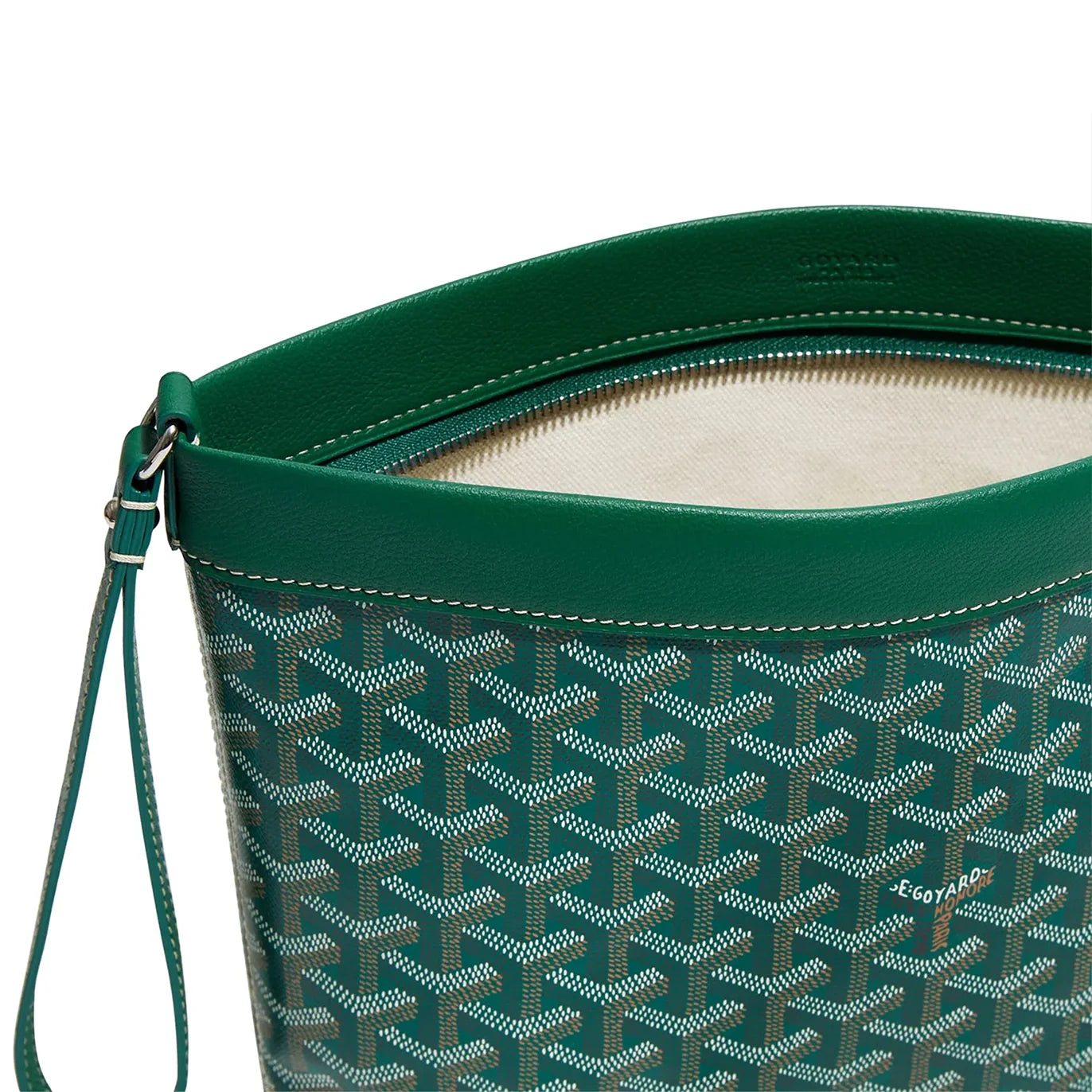 Open view of Goyard Conti Green Pouch