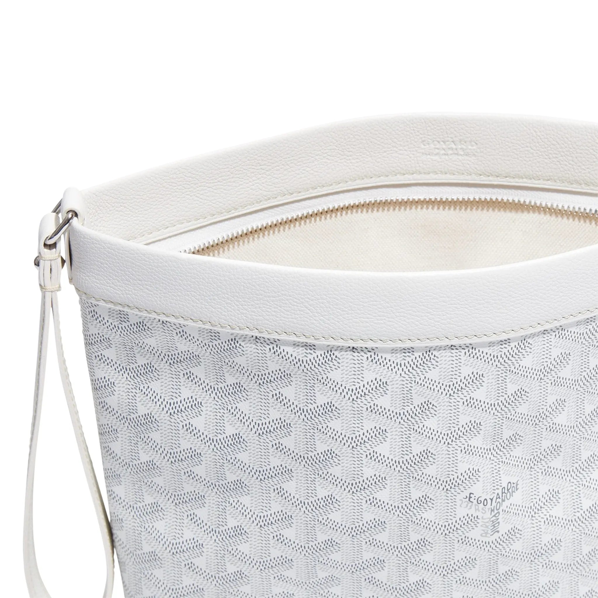 Top Zip view of Goyard Conti White Pouch CONTIPPMLTY50CL50P