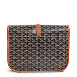 Back view of Goyard Goyardine Belvedere II Black Tan MM Messenger Bag BELVE3MMLTY01CG03P