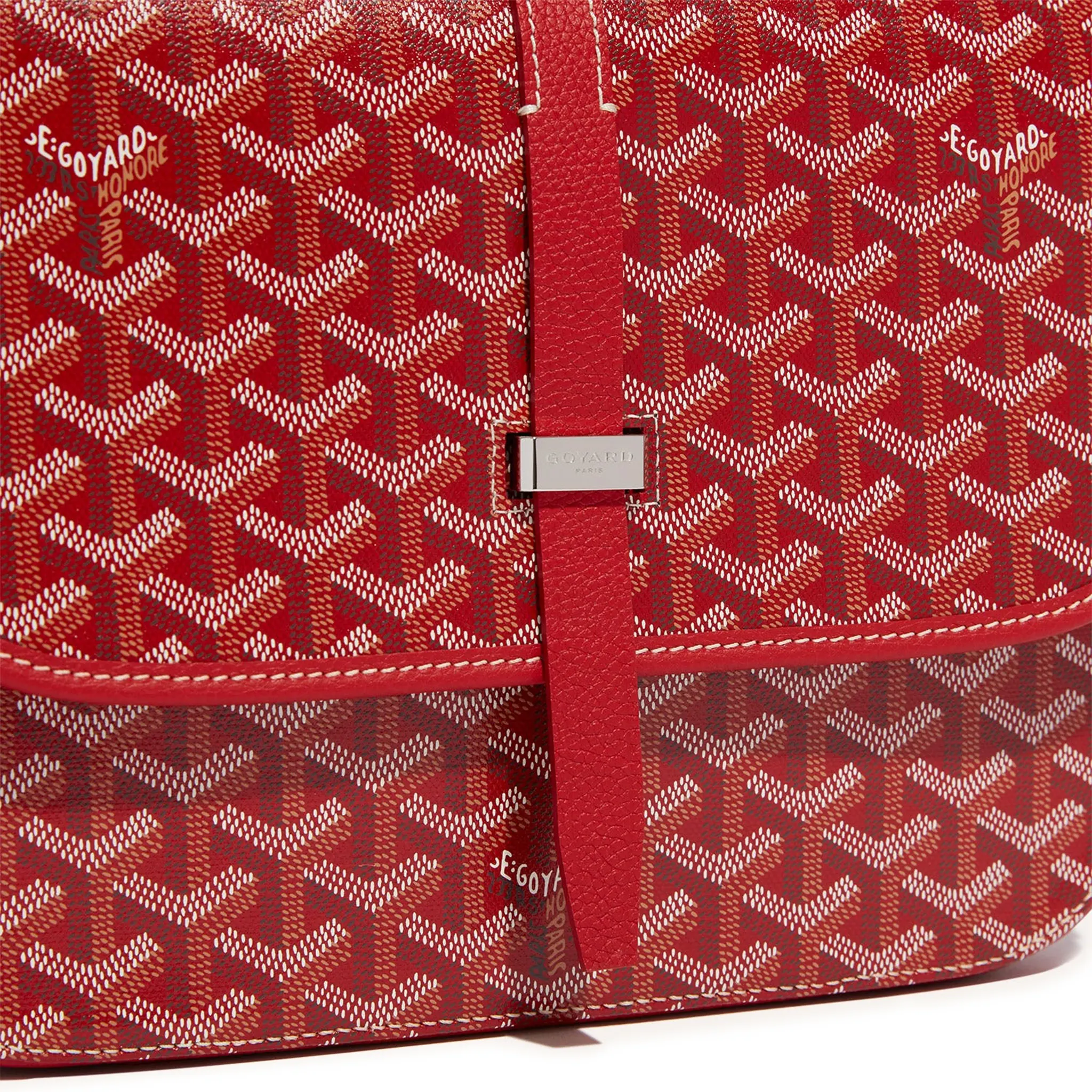 Detail view of Goyard Goyardine Belvedere II Red MM Messenger Bag BELVE3MMLTY02CG02P